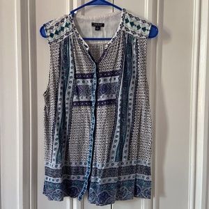 Lucky Brand Sleeveless Cotton Blouse Sz L